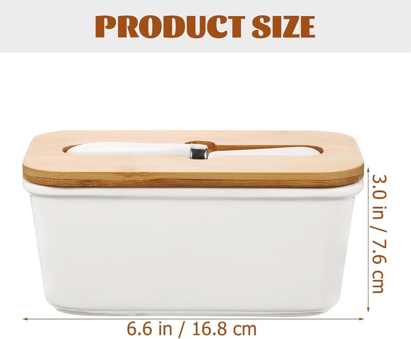 Yardwe Ceramic Butter Dish Set with Cutter Sealed Butter Storage Container with Lid for Kitchen Counter Preservation and Serving - Image 2