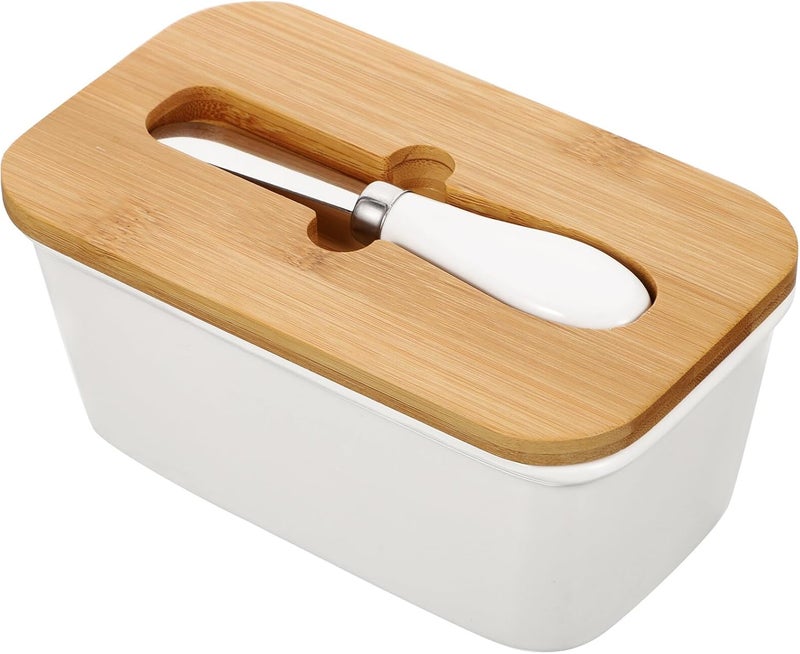 Yardwe Ceramic Butter Dish Set with Cutter Sealed Butter Storage Container with Lid for Kitchen Counter Preservation and Serving - Image 1