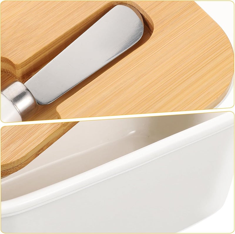 Yardwe Ceramic Butter Dish Set with Cutter Sealed Butter Storage Container with Lid for Kitchen Counter Preservation and Serving - Image 3