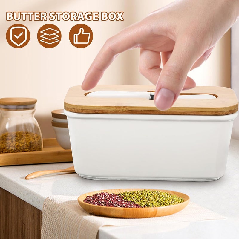 Yardwe Ceramic Butter Dish Set with Cutter Sealed Butter Storage Container with Lid for Kitchen Counter Preservation and Serving - Image 5