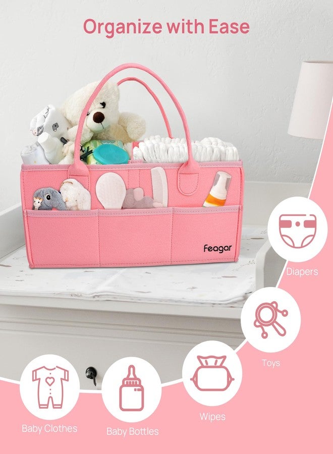 Feagar Baby Diaper Caddy Organizer with Handle- All-in-One Diaper Caddy Basket for Home, Changing Table, Car Organizer, Travel & Nursery, Girls, Boys Shower Gifts Basket, New Mom Present - Pink - Image 4