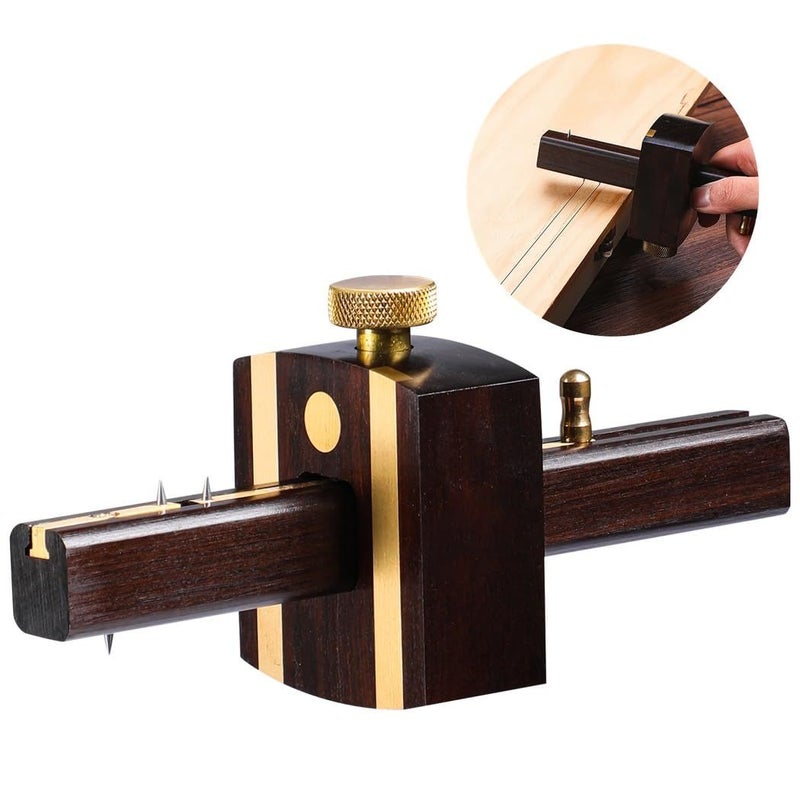 Woodworking Scriber Mortise Gauge Tool 6 4 Inch Ebony Wood Marker Brass Screw Sliding Marking Gauge Adjustable Double Single Line Carpentry Meter - Image 2