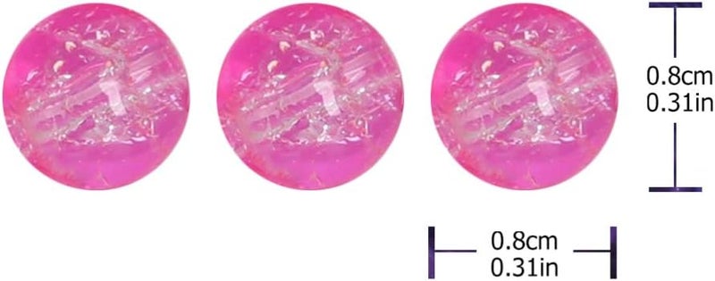 comfrt 50Pcs Glass Spacer Loose Beads Crystal Crackle Beads for DIY Necklace Bracelet Jewelry Making (8mm Pink) - Image 2