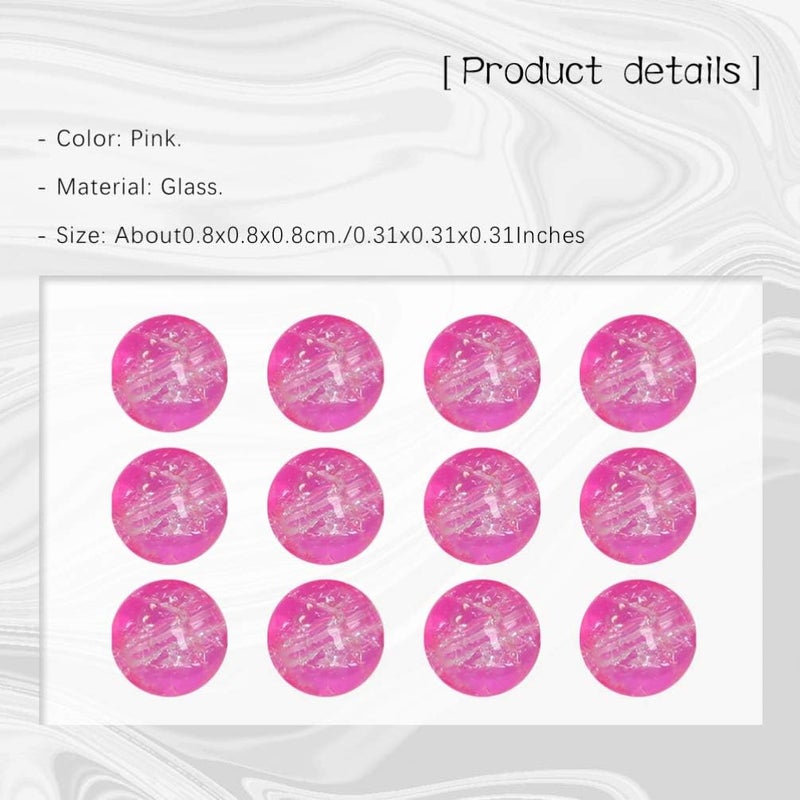 comfrt 50Pcs Glass Spacer Loose Beads Crystal Crackle Beads for DIY Necklace Bracelet Jewelry Making (8mm Pink) - Image 3