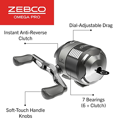Zebco Omega Pro Spincast Fishing Reel, Size 30 Reel, Dual Ceramic Pick-up Pins, Solid-Brass Pinion Gear, GlideLine ll Line Retrieval System, Pre-Spooled with 10-Pound Fishing Line, Braid Ready, Black - Image 3