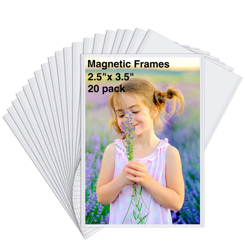 HIIMIEI HIIMIEI 20 Pack Wallet Size Magnet Photo Frame Refrigerator 25x35 2x3 Magnetic Picture Frame Fridge wih Removable Protected Film 