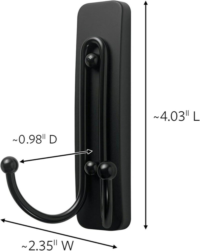 Command Metal Matte Large Double hook | holds 1.8 kg each hook | Black color | Organize | Decoration | No Tools | Holds Strongly | Damage-Free Hanging | 1 hook and 2 strips/pack - Image 3