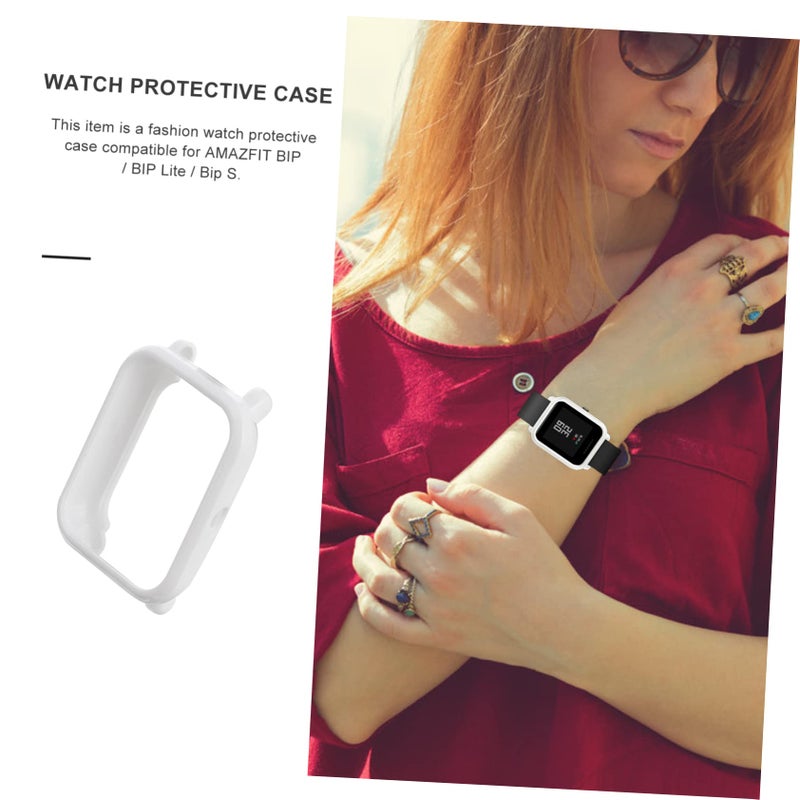 حالة ساعة ذكية بيضاء مع إطار وواقي شاشة متوافق مع Amazfit Lite S - Image 3