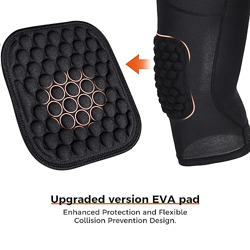 COOLOMG Basketball Pants with Knee Pads Kids 3/4 Compression Tights Black S - Image 3