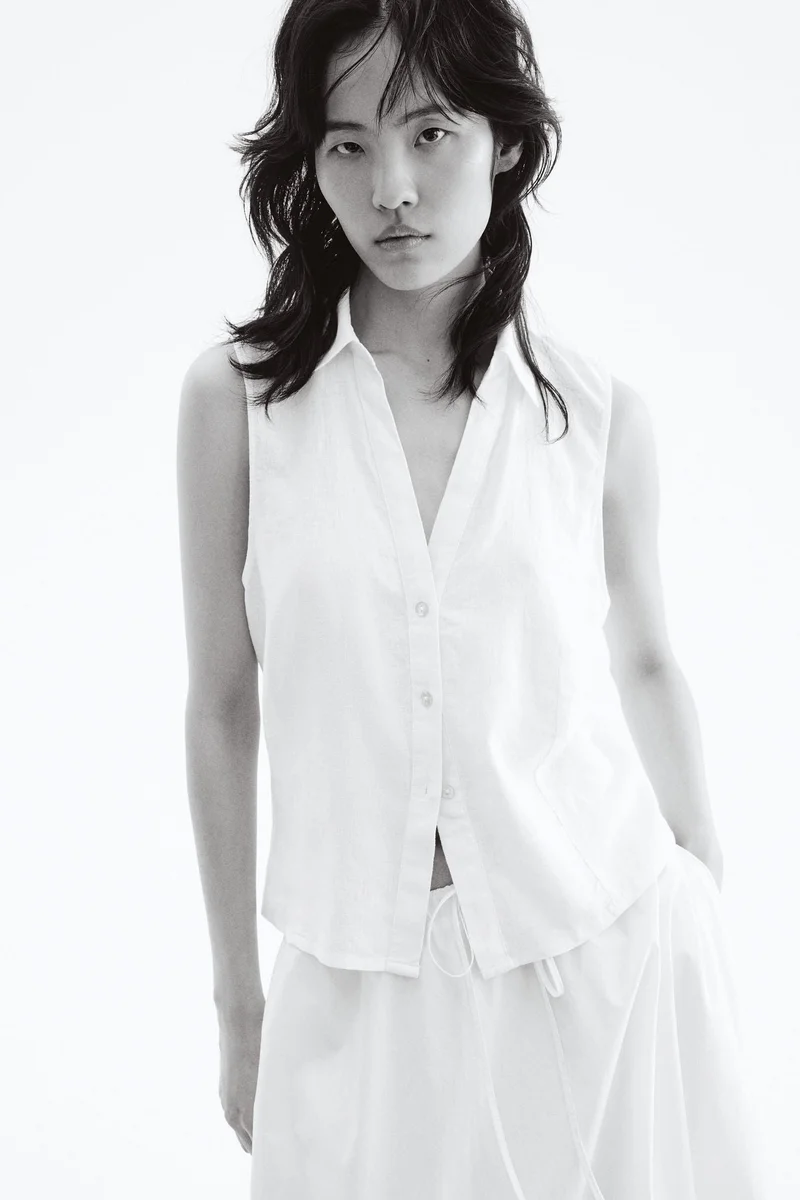 H&M Linen-blend sleeveless shirt