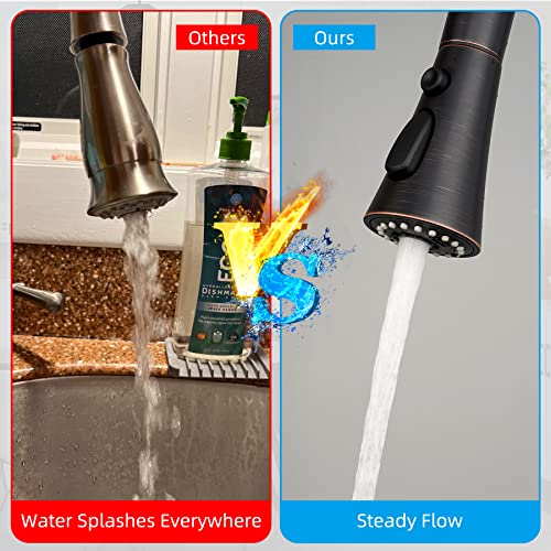 iFealClear Kitchen Faucet Head Replacement, 3 Modes Pull Down Faucet Spray Head Replacement Compatible with Moen Delta Kitchen Sink Faucet, 15 Adapters Available, Oil Rubbed Bronze - Image 5