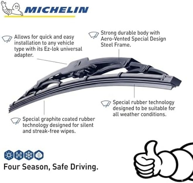 Michelin Rainforce Wiper Blade 26" – All-Weather Windshield Wiper, Universal Hook Fit, Natural Rubber, 1 Count - Image 4