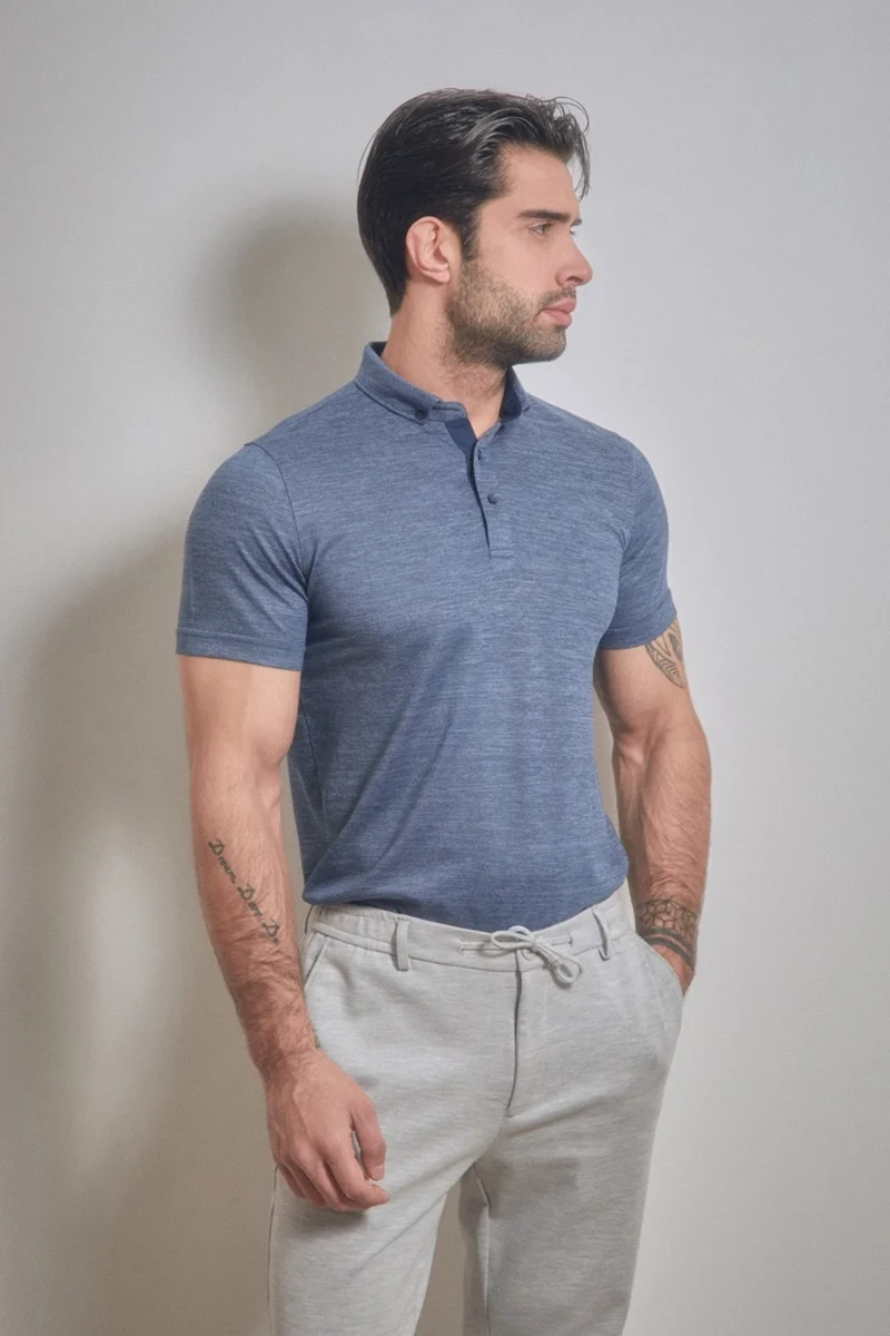 FullaModa Buttoned Polo Neck T-Shirt