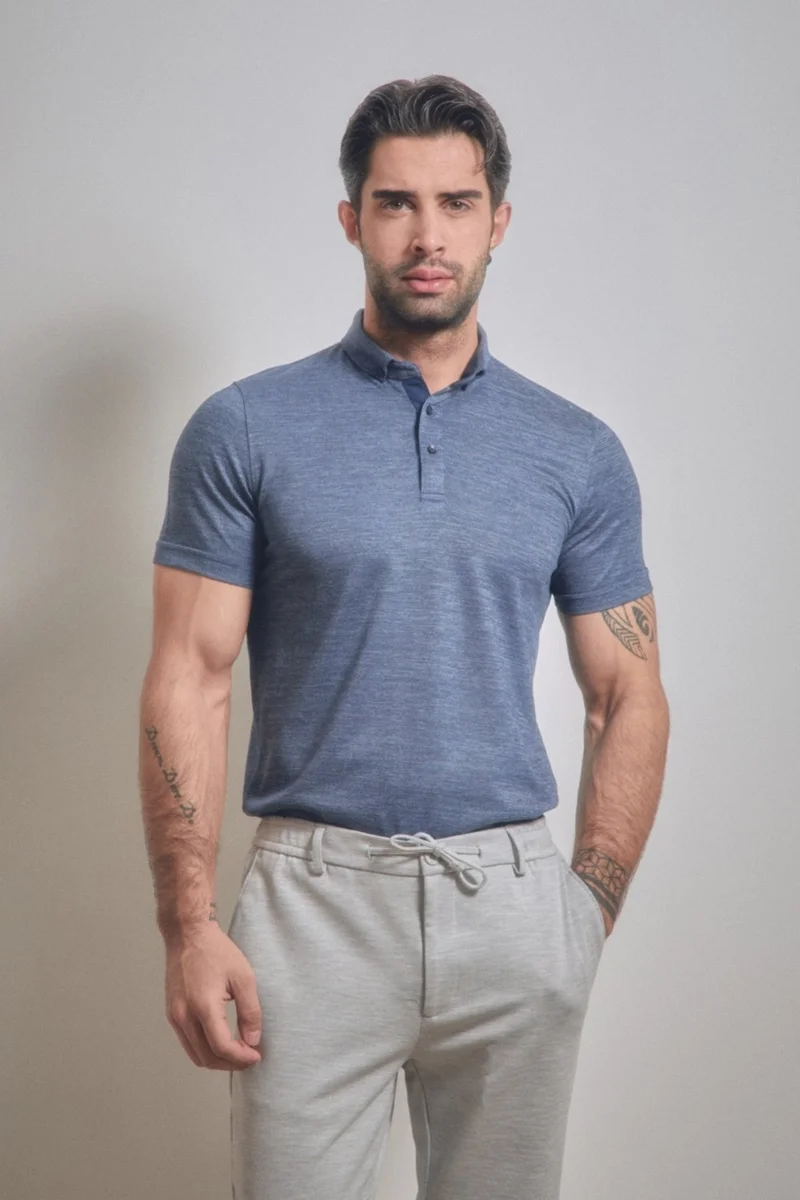 FullaModa Buttoned Polo Neck T-Shirt
