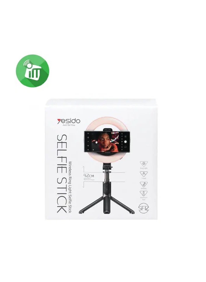 Yesido - Yesido SF12 Wireless Ring Light With Tripod Selfie Stick (42CM) - Image 1