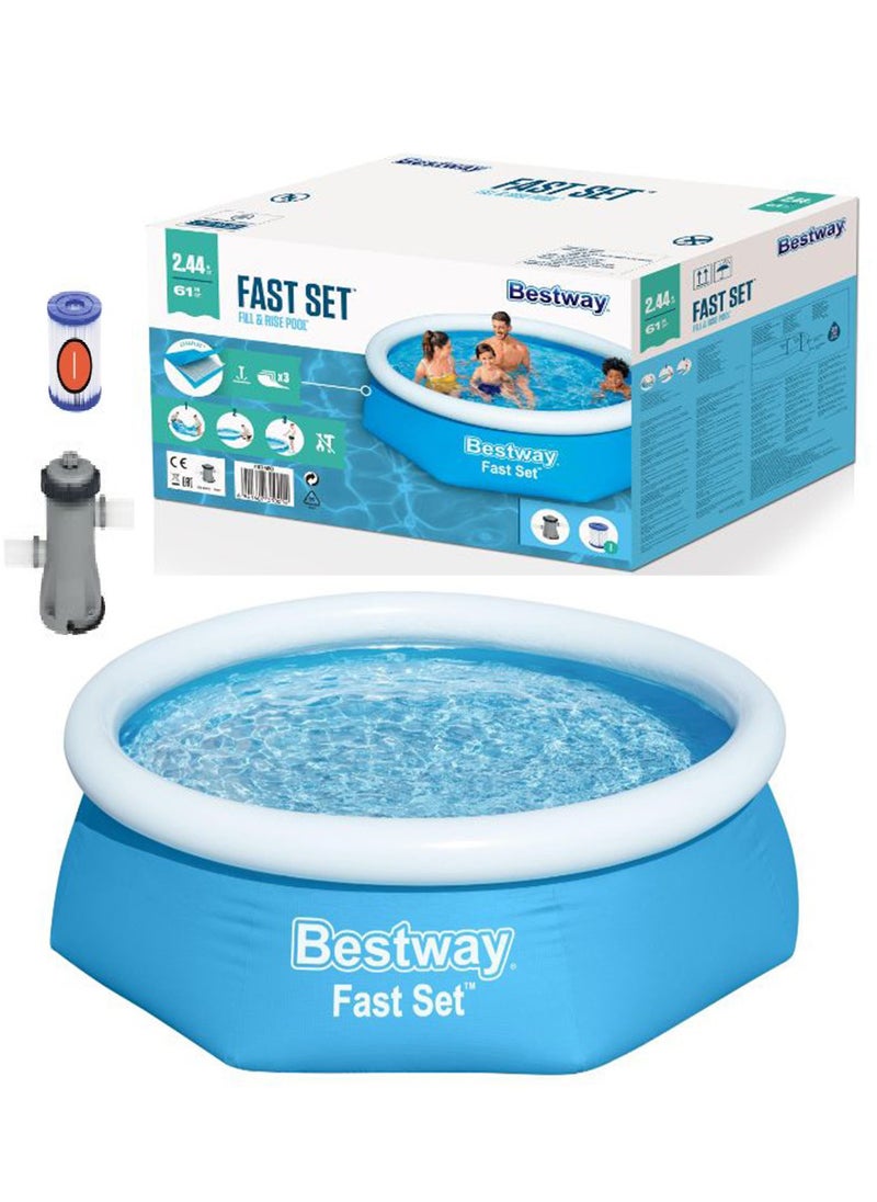 BESTWAY FAST SET POOL SET+ FILTER PUMP 2.44M X 61CM 26-57450