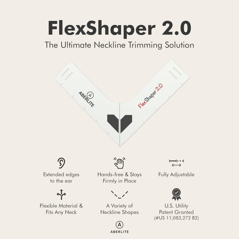 Aberlite FlexShaper 2.0 - Beard Shaper for Men - Hands-Free & Flexible Neckline Guide - Beard Trimmer Tool - Lineup Stencil Kit - White - Image 2