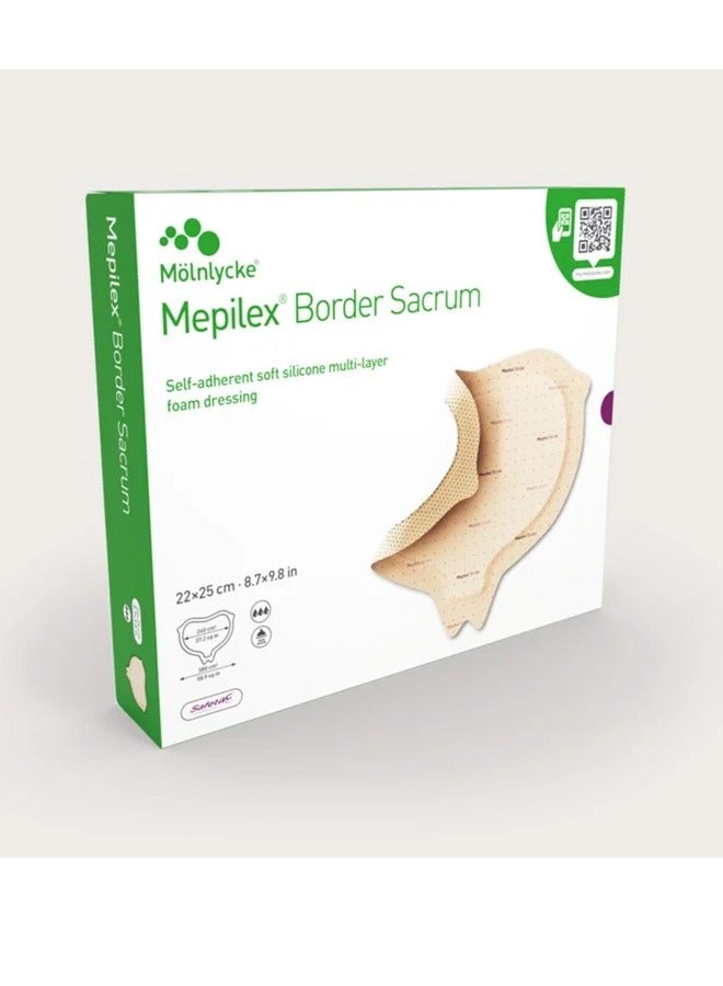 Molnlycke Mepilex® Border Sacrum – Five-Layer Sacral Foam Dressing with Deep Defense® and Safetac® Technology | For Prevention and Treatment of Pressure Ulcers and Moderate to Highly Exuding Wounds - Image 1