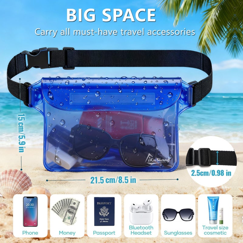 iKuShang Waterproof Fanny Pack with Triple Zip Lock, Submersible Up to 32FT Dry Bag Pouch, Touchscreen Phone Case for Beach, Cruise, Swimming & Kayaking Essentials - Image 2