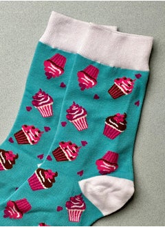 The Socks Hype Unisex Ice Cream Cup Socks for Men Women | Soft Cotton Blue Socks | Suitable for 35-42 Sizes | Adorable Sweet Cupcake Design  - Image 4