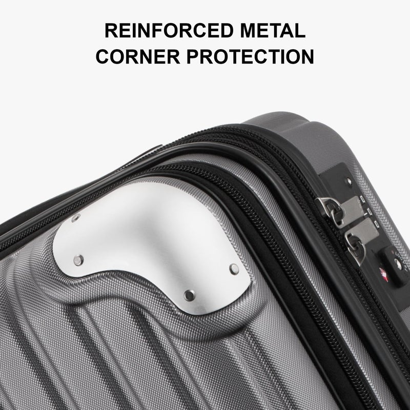 LEVEL8 Grace Carry on Luggage, 20 Inch Expandable Hard Shell Suitcase with Wheels, Abs+Pc Harshell Spinner Luggages with Tsa Lock, Travel Bag for Women Men, Grey - Image 5