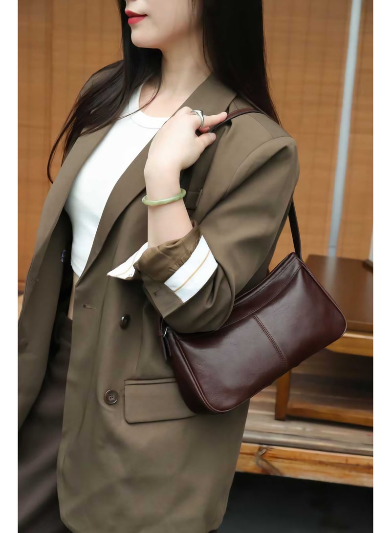 Lumo Handmade-Stitched Vegetable-Tanned Full Grain Leather Crossbody Bag for Women, Handmade Shoulder Purse with Dual Straps - Image 1