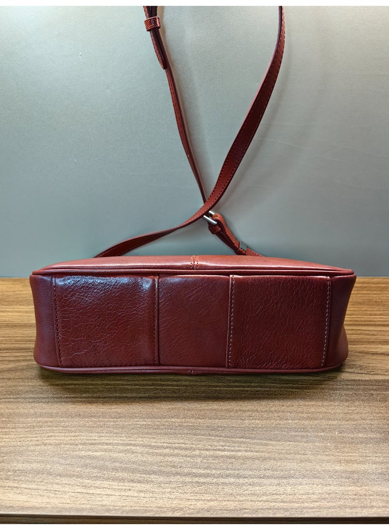 Lumo Handmade-Stitched Vegetable-Tanned Full Grain Leather Crossbody Bag for Women, Handmade Shoulder Purse with Dual Straps - Image 4