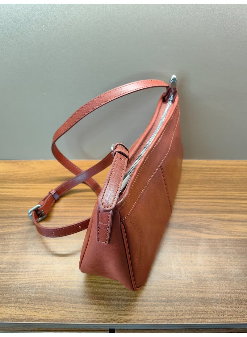 Lumo Handmade-Stitched Vegetable-Tanned Full Grain Leather Crossbody Bag for Women, Handmade Shoulder Purse with Dual Straps - Image 3