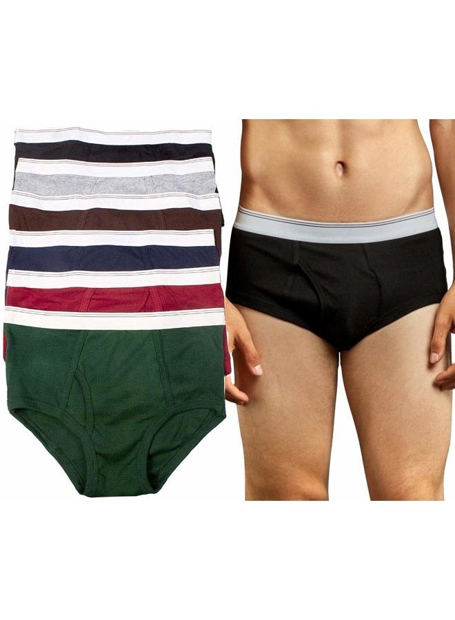 ToBeInStyle Men's Pack of 6 White Waistband Brief Underwear - Assorted - Medium - Image 2