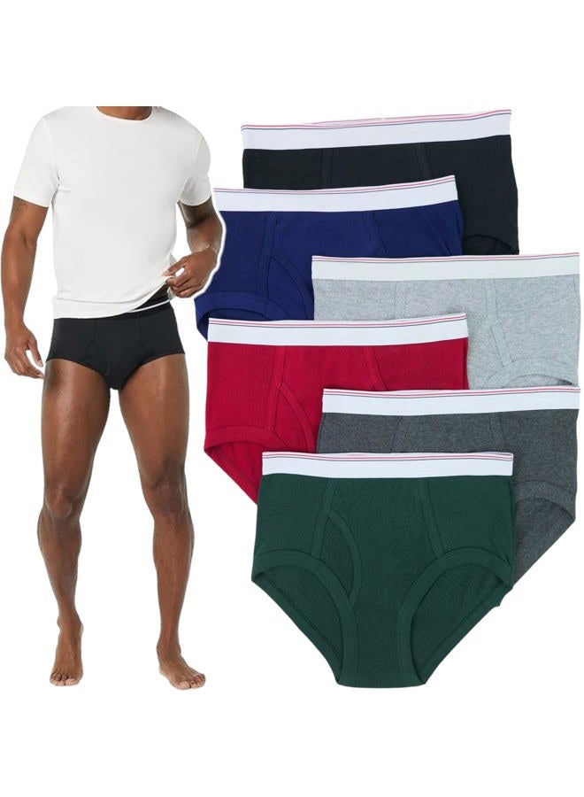 ToBeInStyle Men's Pack of 6 White Waistband Brief Underwear - Assorted - Medium - Image 1