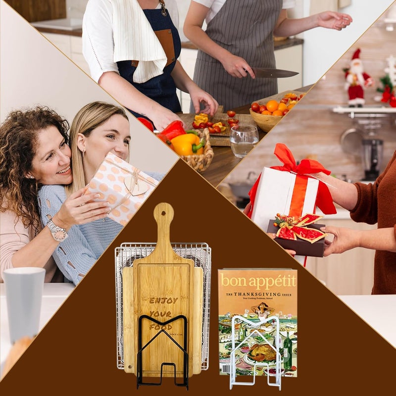 SUNFICON Cutting Board Rack Chopping Board Organizer Stand Holder Kitchen Countertop Pots Pan Lids Rack Organizer Flat Steel 4.92 x 5.7 x 8.47 in. Black - Image 5