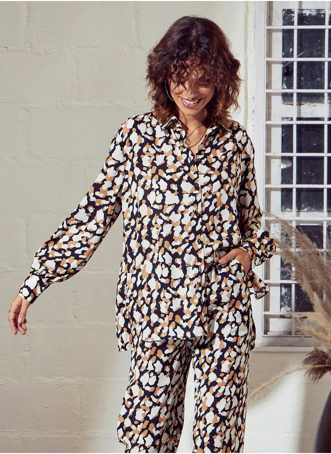 SASSAFRAS - Abstract Print Oversized Shirt by Styli - Image 1