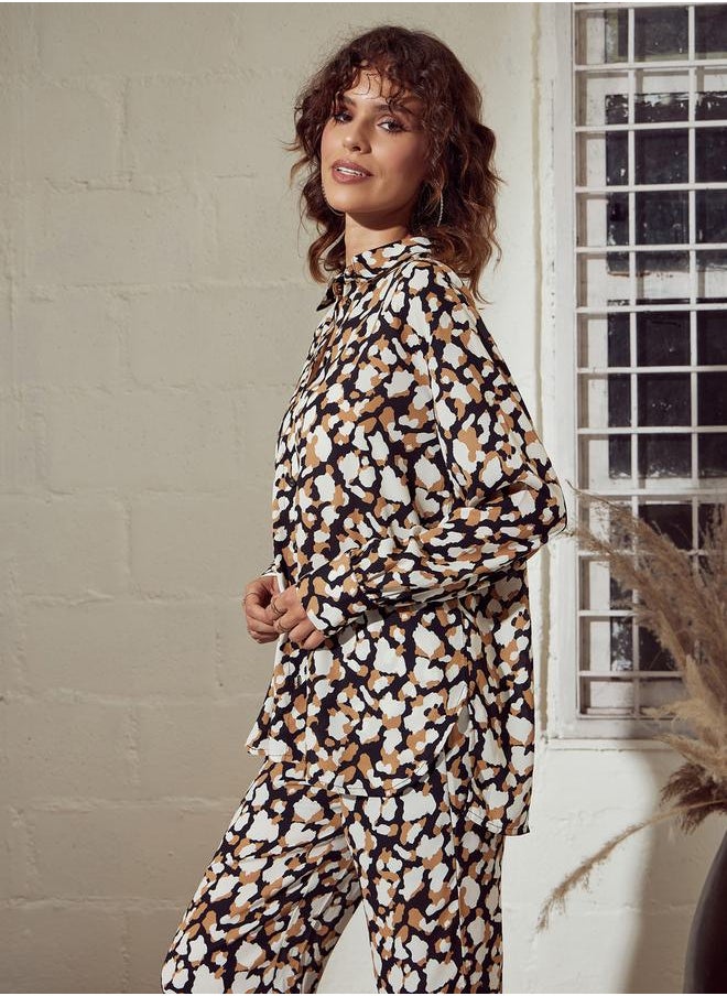 SASSAFRAS - Abstract Print Oversized Shirt by Styli - Image 1