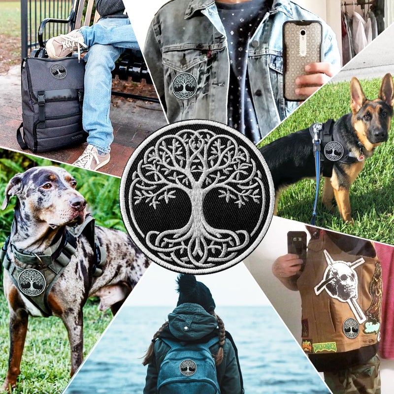FengechoCstm Yggdrasil The Tree of Life in Norse 3" Embroidered Badge Patch Hook and Loop Backing Tree of Life Morale Tactical Patch for Backpacks, Hats, Bags,Dog Harness, Vests, Patch Wall - 1 Pc - Image 4