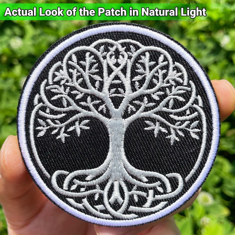 FengechoCstm Yggdrasil The Tree of Life in Norse 3" Embroidered Badge Patch Hook and Loop Backing Tree of Life Morale Tactical Patch for Backpacks, Hats, Bags,Dog Harness, Vests, Patch Wall - 1 Pc - Image 2