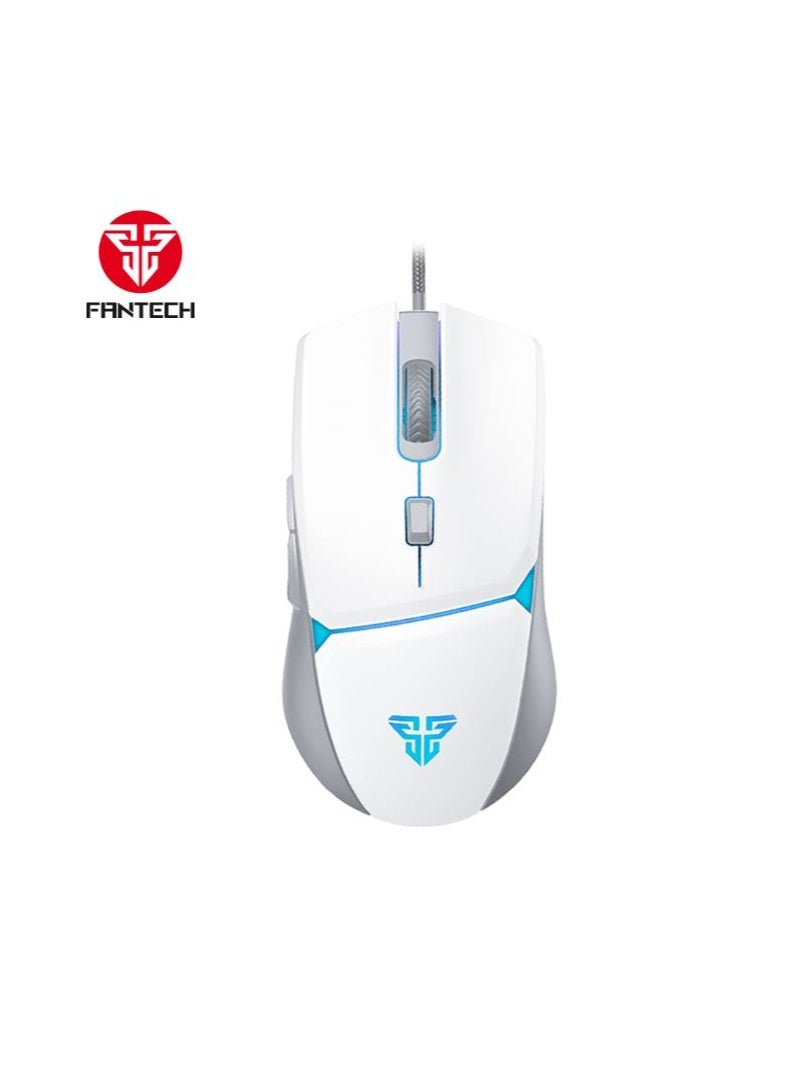 FANTECH Wired Gaming Mouse Lightweight-8000 DPI Optical Computer Mouse,4 RGB Backlit Modes, 6 programmable Buttons , Ergonomic Gamer Laptop PC Mice (White)  - Image 1