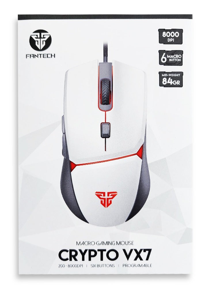 FANTECH Wired Gaming Mouse Lightweight-8000 DPI Optical Computer Mouse,4 RGB Backlit Modes, 6 programmable Buttons , Ergonomic Gamer Laptop PC Mice (White)  - Image 2