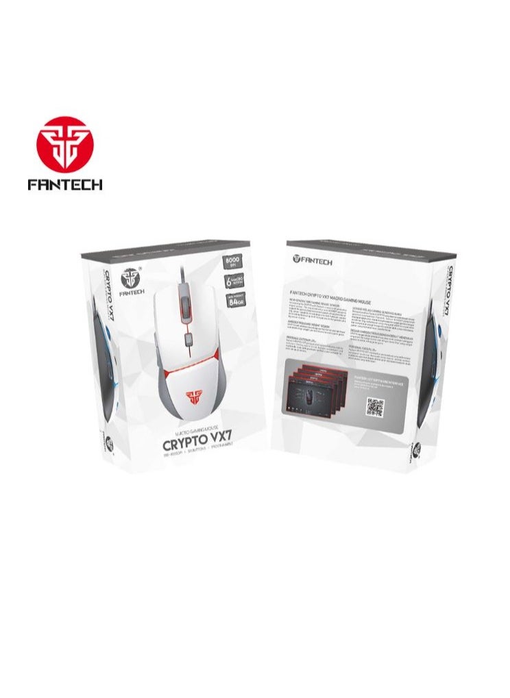 Wired Gaming Mouse Lightweight-8000 DPI Optical Computer Mouse,4 RGB Backlit Modes, 6 programmable Buttons , Ergonomic Gamer Laptop PC Mice (White)