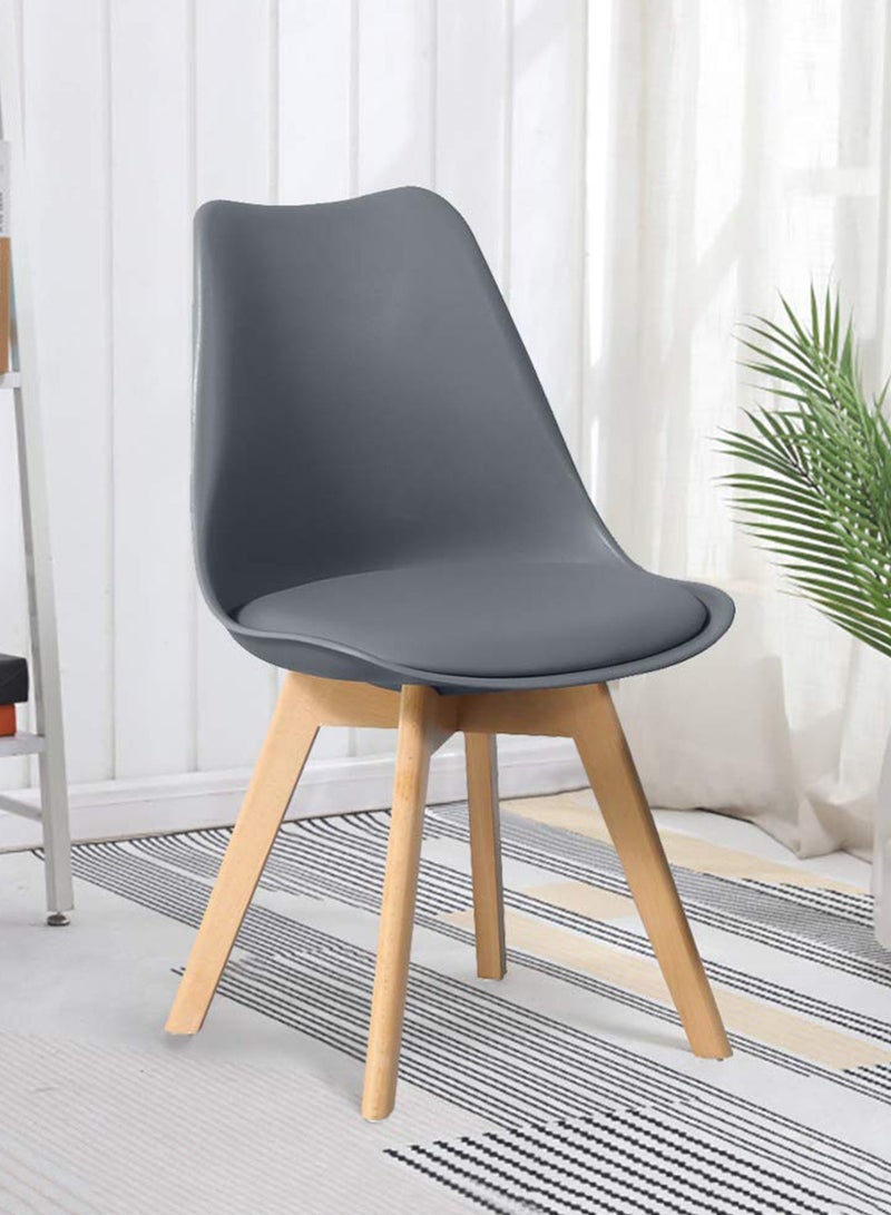 تايمي طقم طاولة طعام مكون من 3 قطع، طاولة طعام مربعة مع 2 كرسي بتصميم أنيق | طاولة خشب أبيض صلبة 72x80x80 سم مع 2 كرسي مبطن ناعم باللون الرمادي بتصميم من منتصف القرن بأرجل خشبية - Image 5