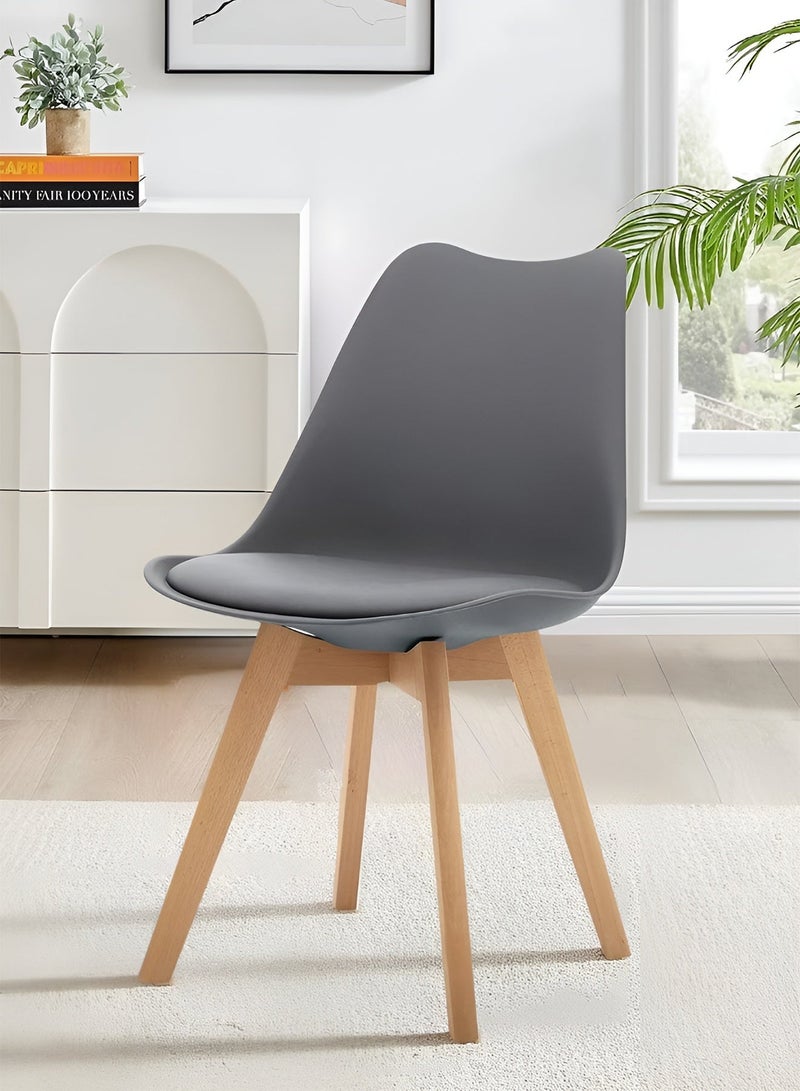 تايمي طقم طاولة طعام مكون من 3 قطع، طاولة طعام مربعة مع 2 كرسي بتصميم أنيق | طاولة خشب أبيض صلبة 72x80x80 سم مع 2 كرسي مبطن ناعم باللون الرمادي بتصميم من منتصف القرن بأرجل خشبية - Image 4