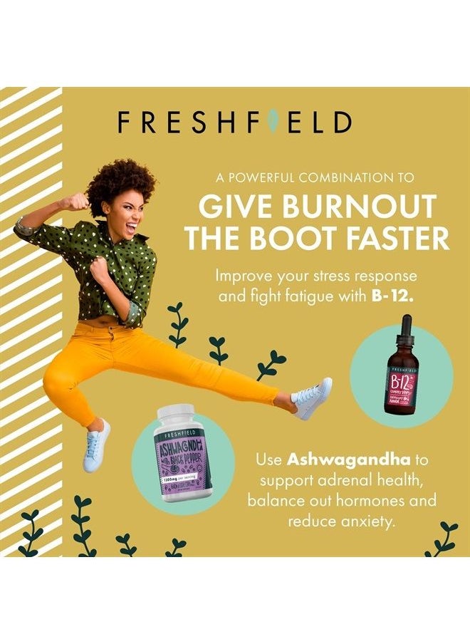Freshfield Naturals - Freshfield B12 Complex Drops, Vitamin B Complex, Vegan Friendly: 1200 mcg of B12 Methylcobalamin | Liquid for Best Absorption | Blend of 5 B Vitamins | Supports Energy, Mood and Heart Health - Image 1