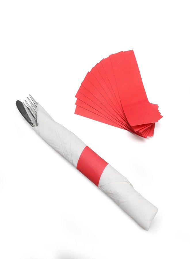 Huron Paper Napkin Bands, Self-Sealing Ring, 1 1/2" x 4 1/4" Red (2500 pcs)
