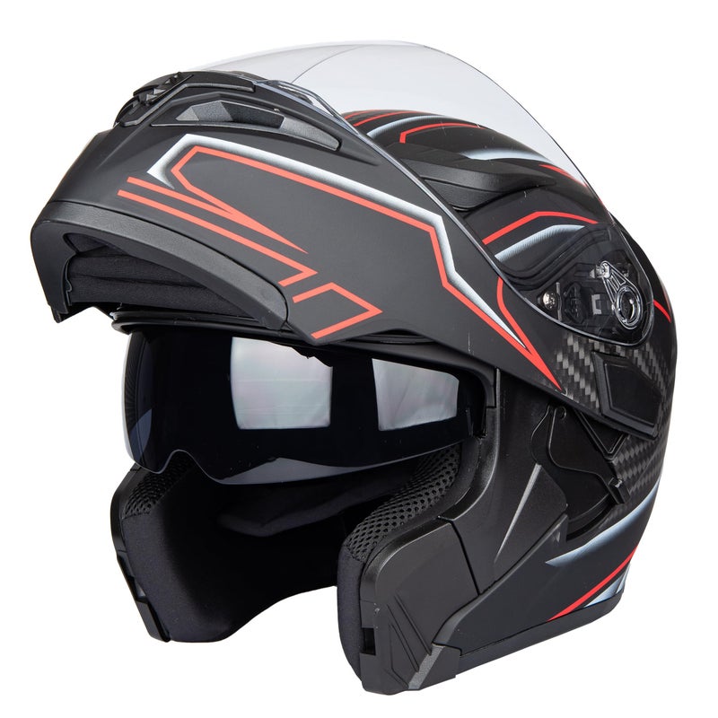 Jiekai Flip-Up Helmet Motorcycle Helmet Dual Visor Sun Shield Flip up Modular Motocross ECE Approved Helmets (IMT, Medium) - Image 1