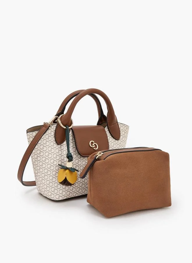 Celeste BEIGE Monogram Print Tote Bag With Pouch for Women | Best Price UAE