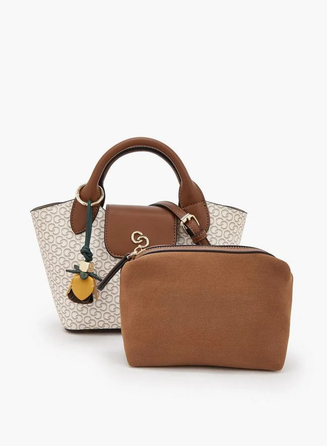 Celeste BEIGE Monogram Print Tote Bag With Pouch for Women | Best Price UAE