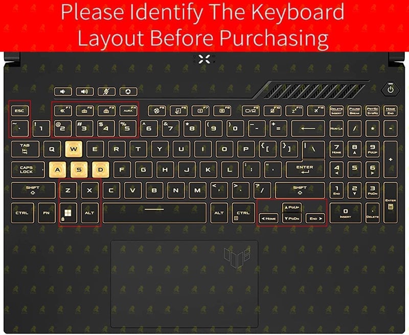 Raya غطاء لوحة مفاتيح سيليكون لأجهزة ASUS TUF 2022 و ASUS TUF 2023 A15 / A16 / A17 / F15 / F17 و ASUS TUF 2024 A15 لأجهزة الألعاب (أسود) - Image 2