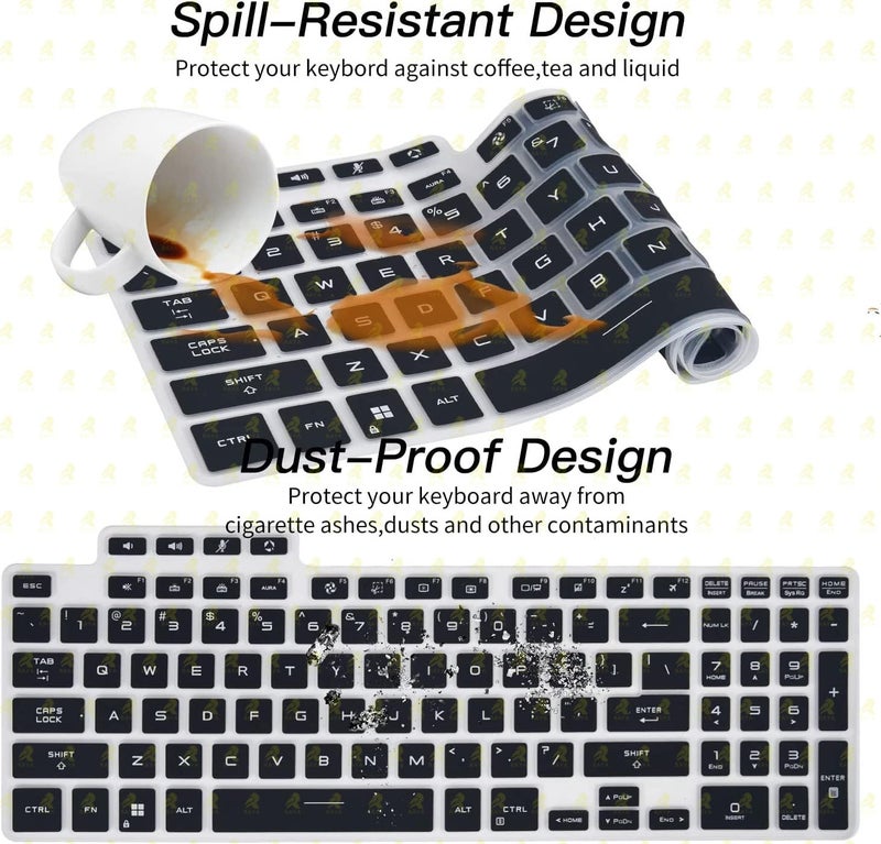 Raya غطاء لوحة مفاتيح سيليكون لأجهزة ASUS TUF 2022 و ASUS TUF 2023 A15 / A16 / A17 / F15 / F17 و ASUS TUF 2024 A15 لأجهزة الألعاب (أسود) - Image 4