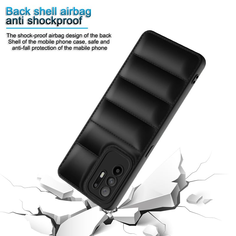 Plus Puffer Case Camera Protection Soft Back Cover for Oppo F19 ProPlus 5G | Oppo F19 Pro+ 5G - Black - Image 4