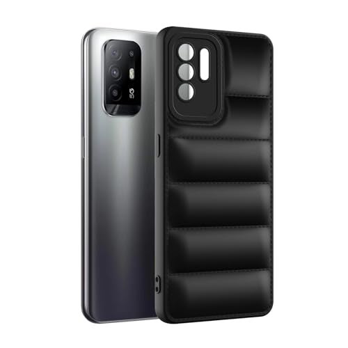 Plus Puffer Case Camera Protection Soft Back Cover for Oppo F19 ProPlus 5G | Oppo F19 Pro+ 5G - Black - Image 3