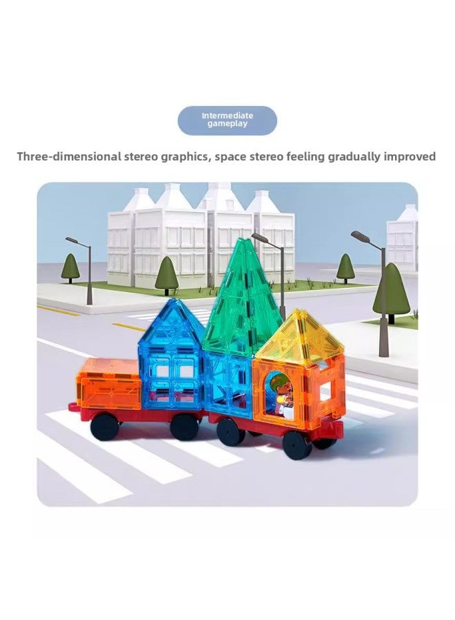 Loquat Color Window Magnetic Piece Building Blocks Children's Educational Toys Transparent Construction Piece Assembled Boys And Girls 61 Gifts Wholesale-Specifications:Pure Magnetic 82 Piece Set (send Sto - Image 4